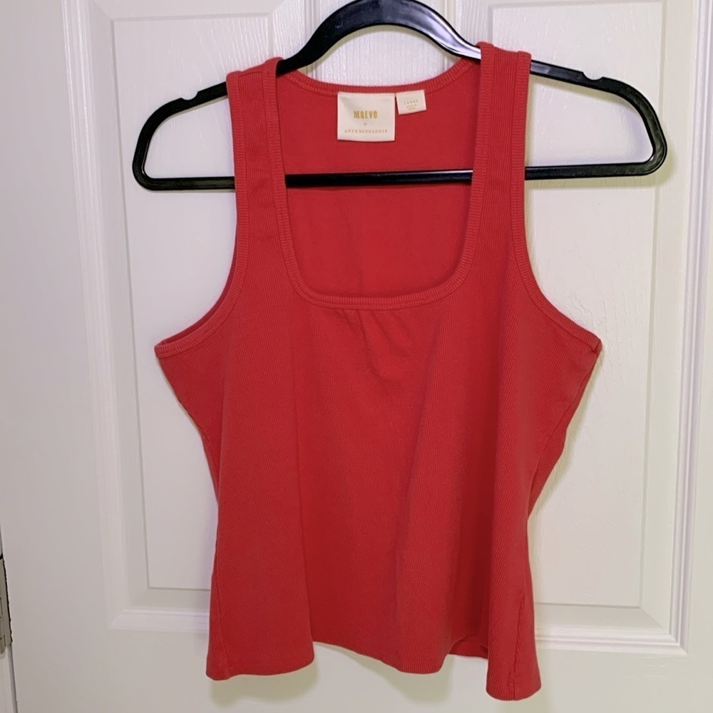 Maeve by Anthropologie pink ribbed cotton crop tank top size large